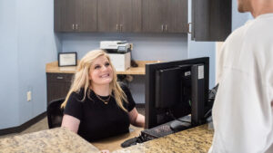 smiling receptionist